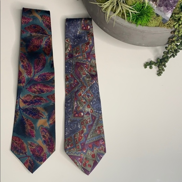 Vintage Christian Dior bundle Men’s Italian Silk formal Ties Set of 2 - Picture 1 of 7
